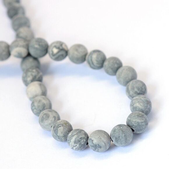 8-8.5MM Frosted Picasso Jasper Beads-ONE Gemstone Bead Strand-Craft Supplies NWT - Picture 1 of 2